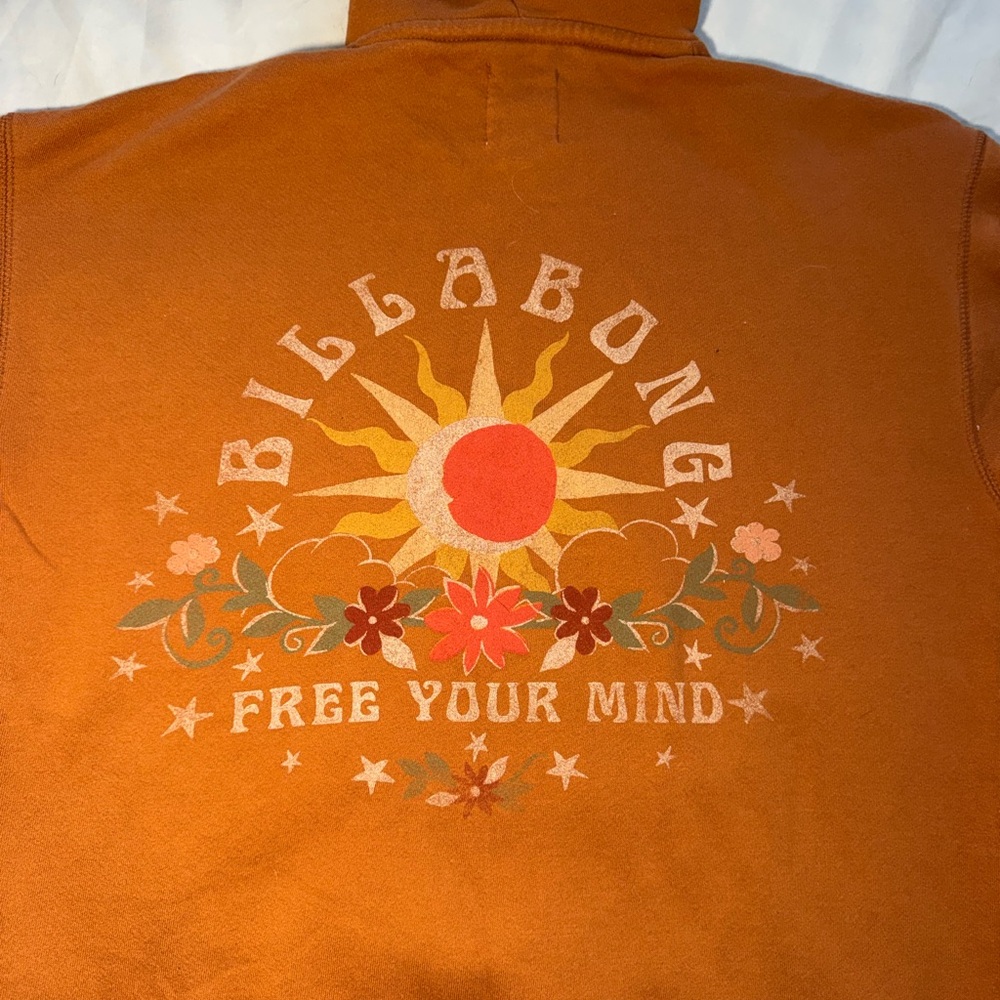 Billabong Free Your Mind Sun logo orange surf hoodie Size Medium ♣️ - Picture 4 of 4